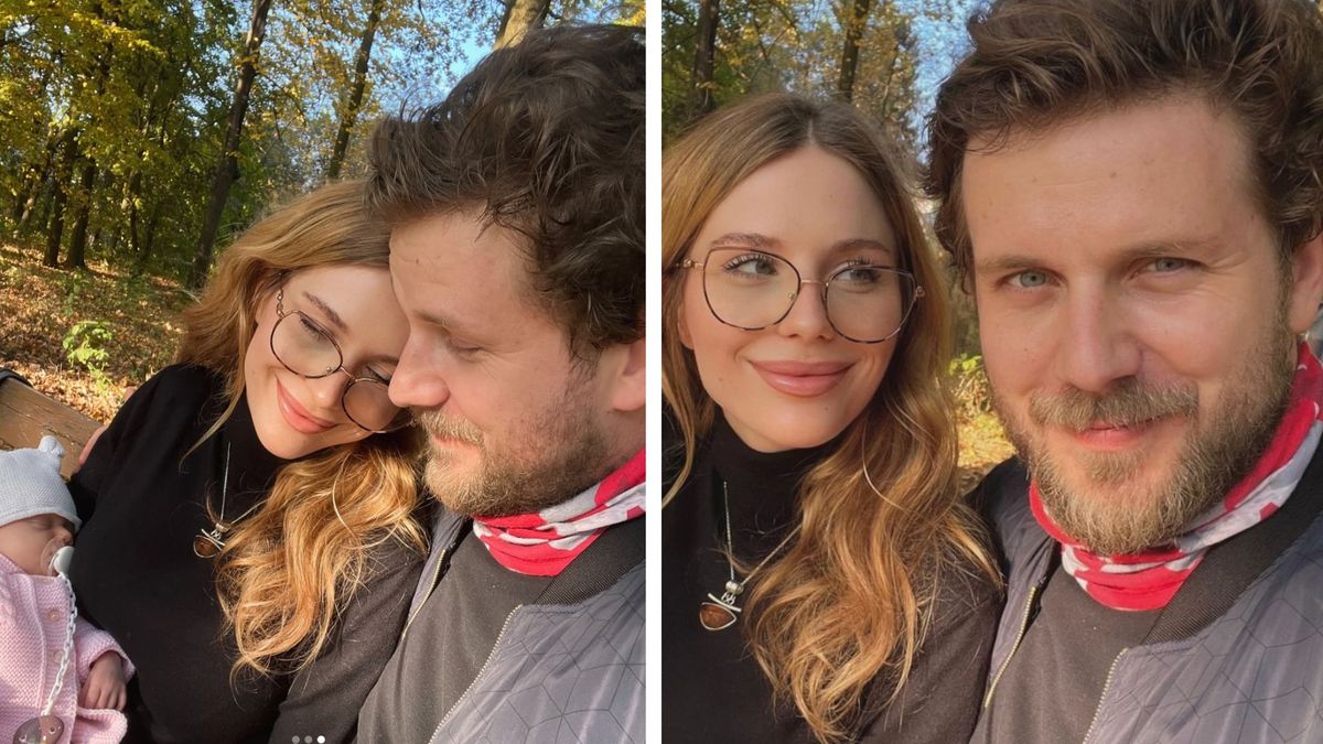 Antoni Królikowski pozuje z córeczką