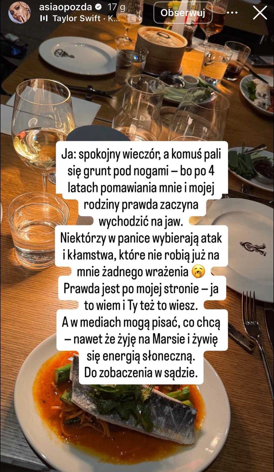 Opozda przerwała milczenie. Zmiażdżyła Królikowskiego, fot. Instagram