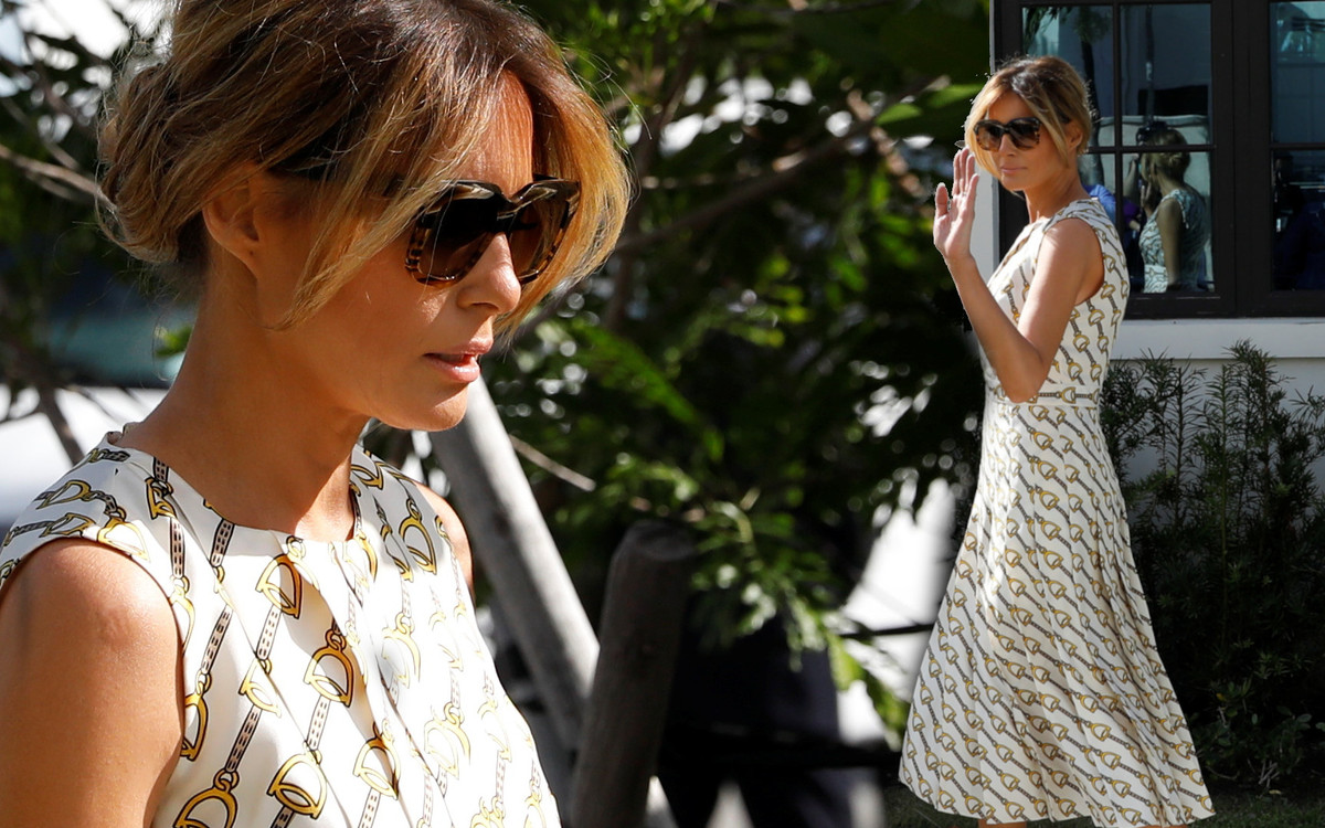 Wyborcza sukienka Melanii Trump kosztowała FORTUNĘ. Zabrakło na maseczkę? (ZDJĘCIA)