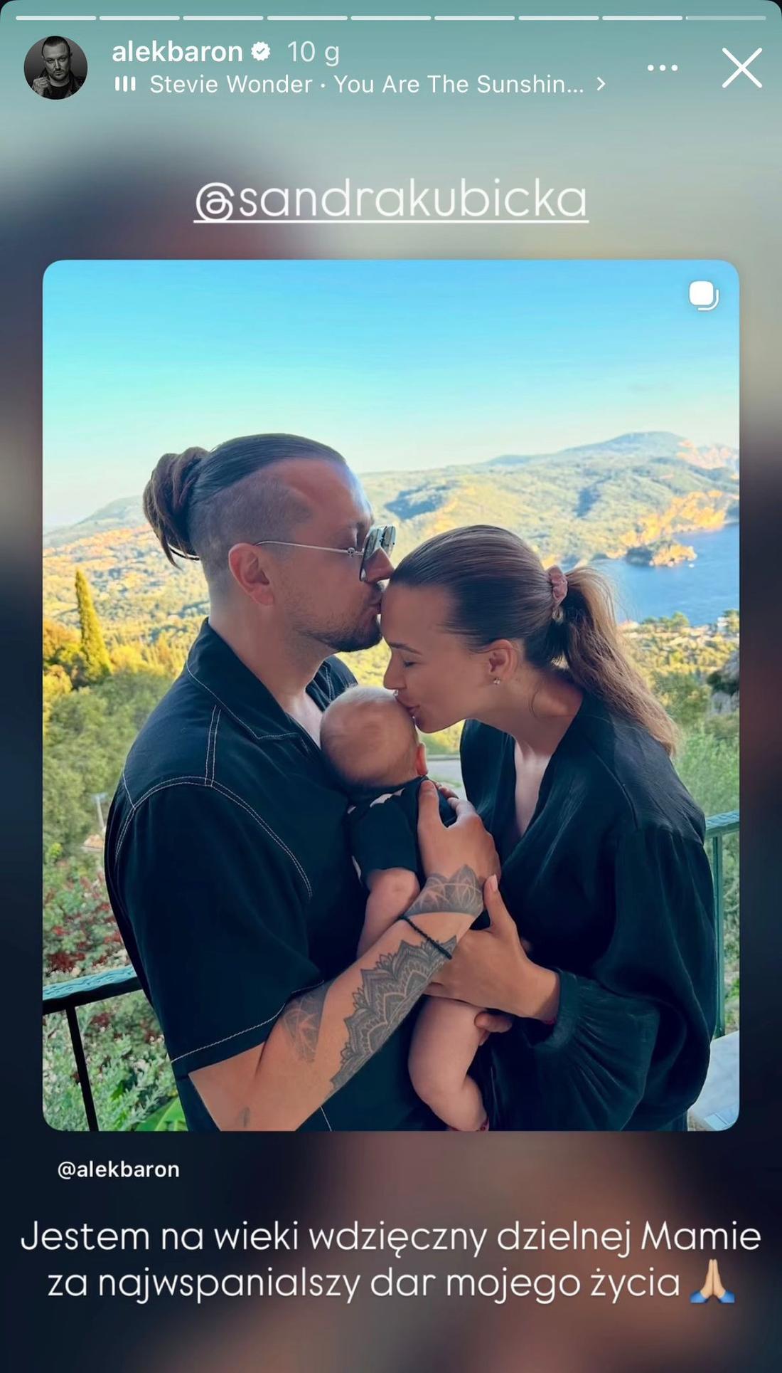 Baron pokazał czułe zdjęcie z Sandrą Kubicką i synem, fot. Instagram