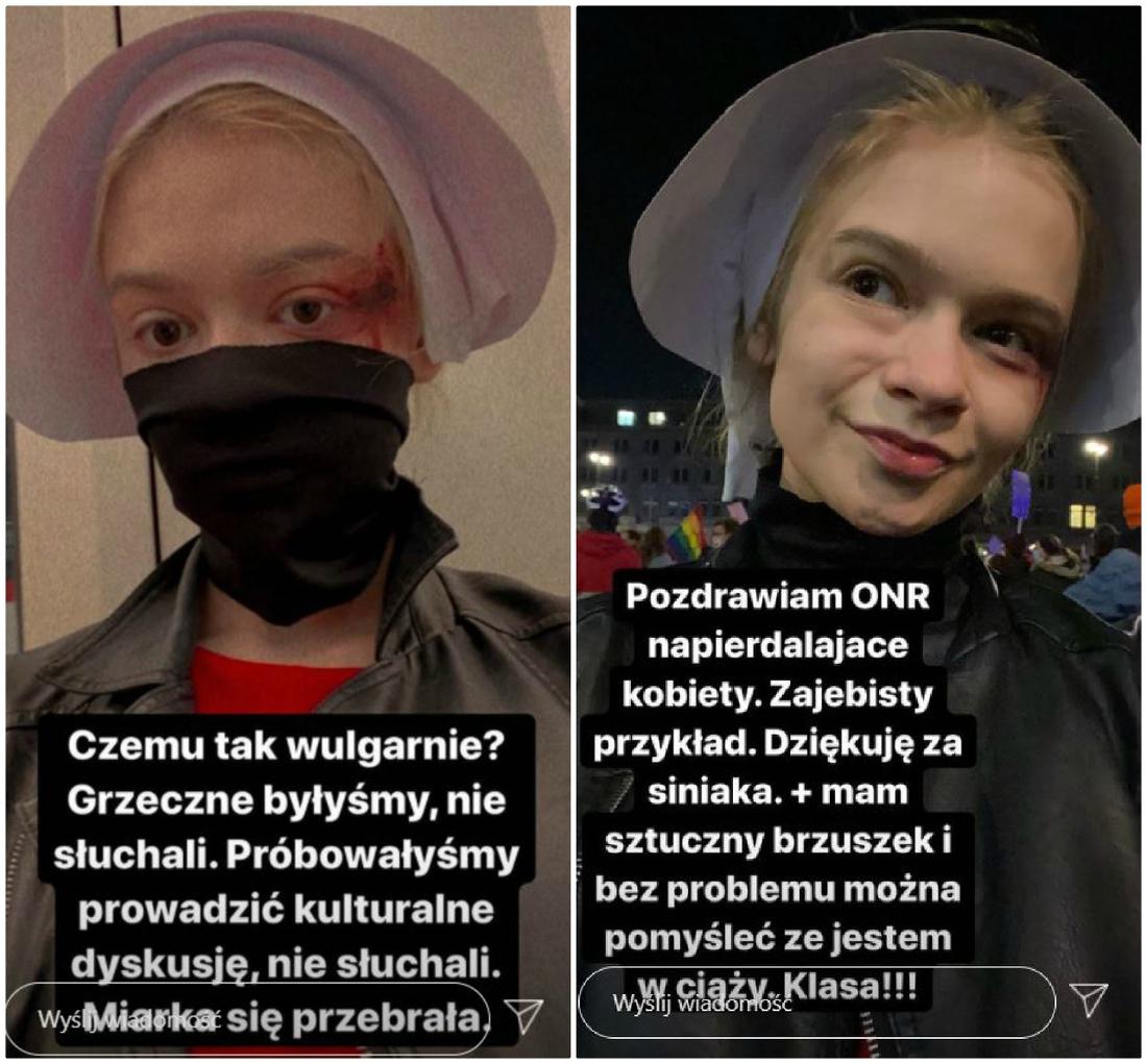 Julia Wróblewska pobita na strajku kobiet. 