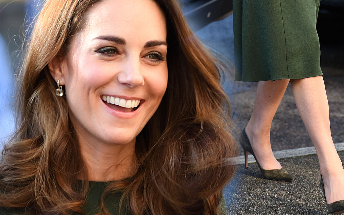 Kate Middelton w butelkowej kreacji. Tylko spójrzcie na jej DŁONIE!