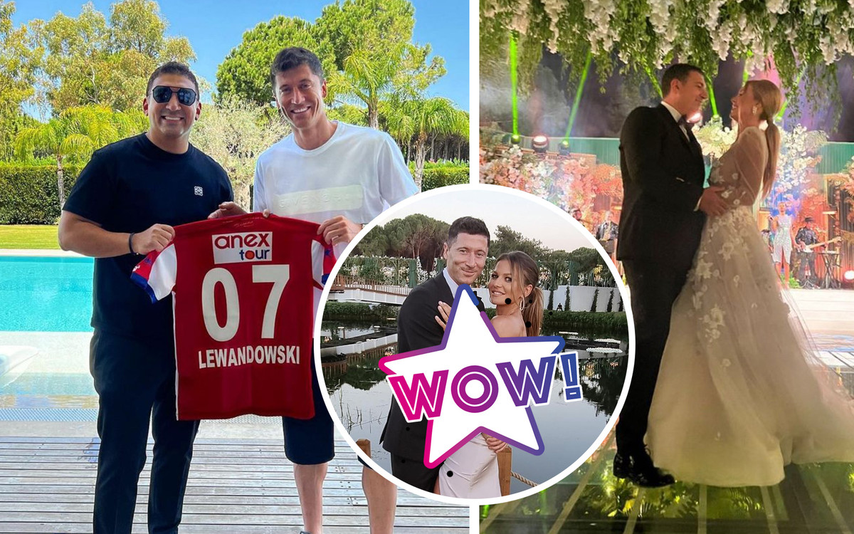 Lewandowscy KRADNĄ SHOW na weselu tureckiego biznesmena. Anna eksponuje zgrabną nóżkę w głębokim rozcięciu sukni (ZDJĘCIA)