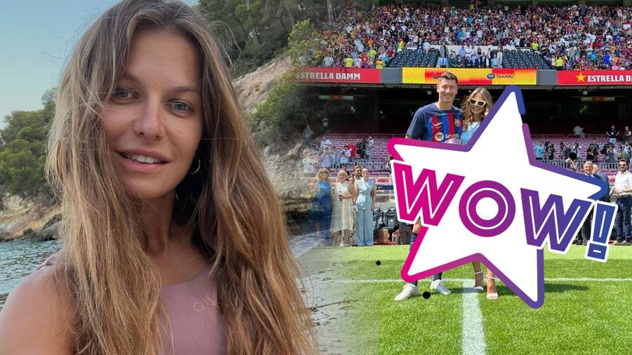 Odstrzelona Anna Lewandowska w stylizacji za 12 tys. złotych wspiera Roberta podczas jego prezentacji w FC Barcelona