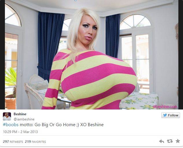 Beshine – posiadaczka największego silikonowego biustu na świecie