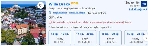 Willa Drako, nocleg "u Skolima" w Międzyzdrojach, fot. Booking.com