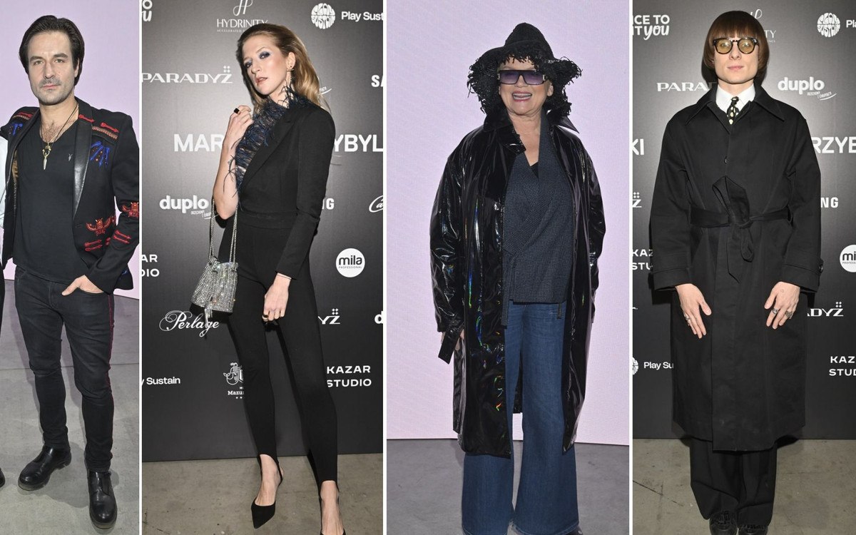 Plejada gwiazd na pokazie Mariusza Przybylskiego. Katarzyna Figura w kapeluszu, Piotr Stramowski, Ralph Kaminski (FOTO)