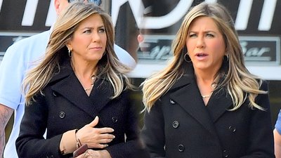 Jennifer Aniston w pogniecionych spodniach, spotkała się z tajemniczym mężczyzną na lunch (ZDJĘCIA)
