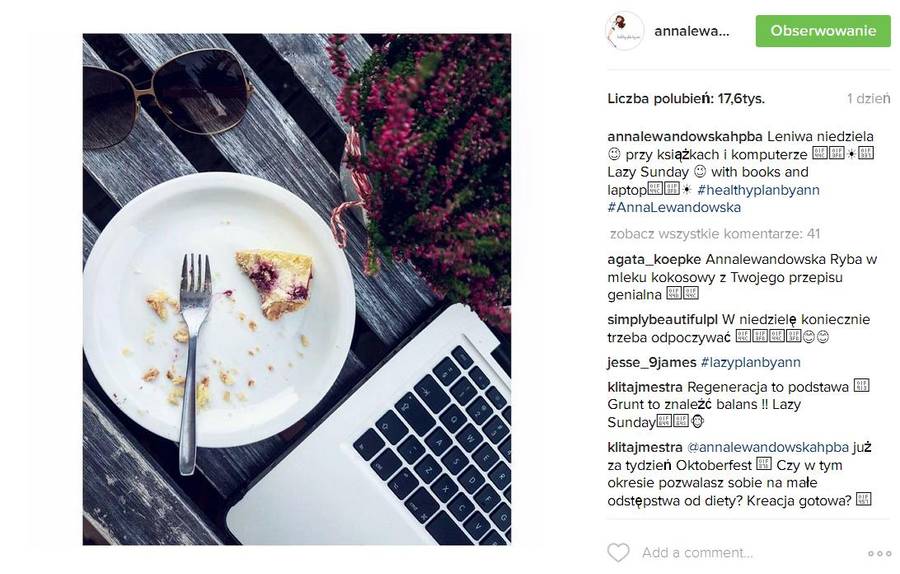 Co robi Anna Lewandowska, gdy jest po treningu?