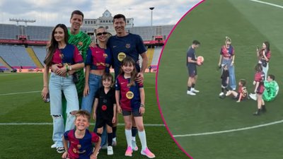 Lewandowscy i Szczęśni razem na murawie. Klara i Liam, jak świetnie się dogadują! (WIDEO)