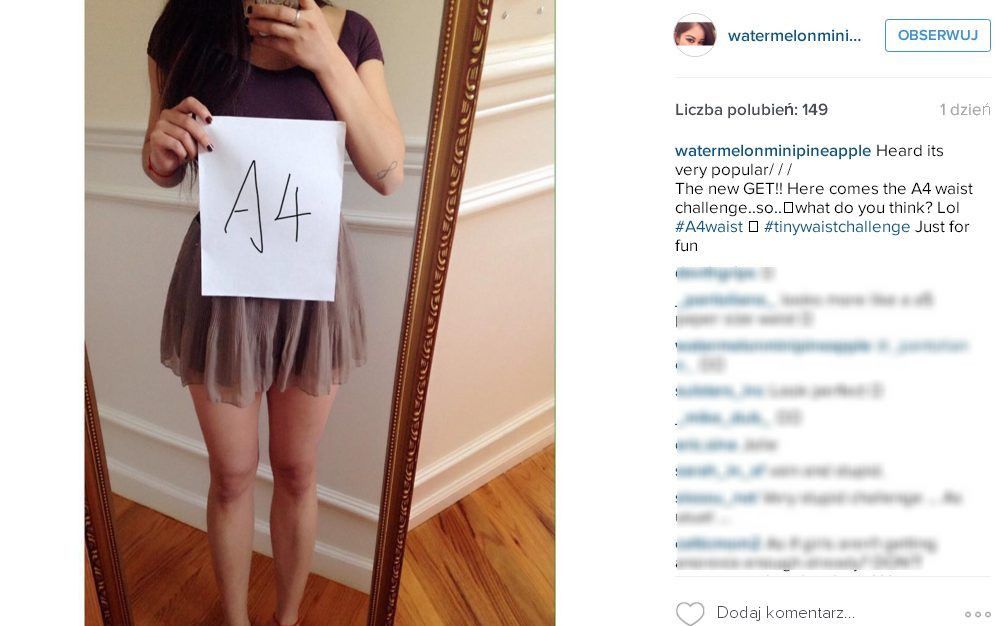 Czy jestem wystarczająco chuda? Nowe wyzwanie w sieci