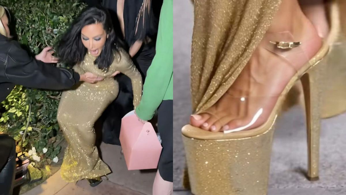 Kim Kardashian upadła na wielkiej gali! Kreacja warta kilkadziesiąt tysięcy, a buty za grosze! Fot. TikTok.