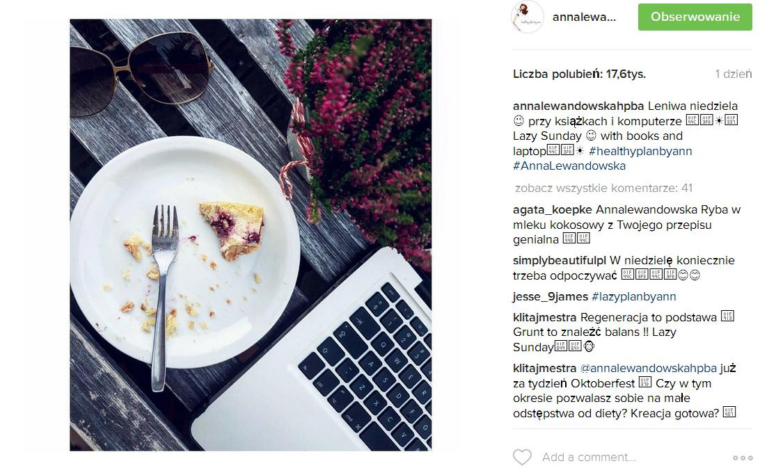 Co robi Anna Lewandowska, gdy jest po treningu?