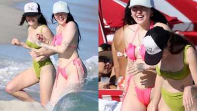 Siostry Miley Cyrus na plaży w Miami