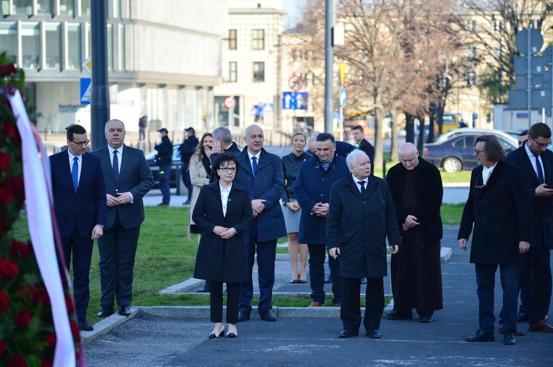 Warszawa. 10.04.2020, 10 rocznica katastrofy smoleńskiej na Placu Pilsudskiego, n/z: Jaroslaw Kaczynski