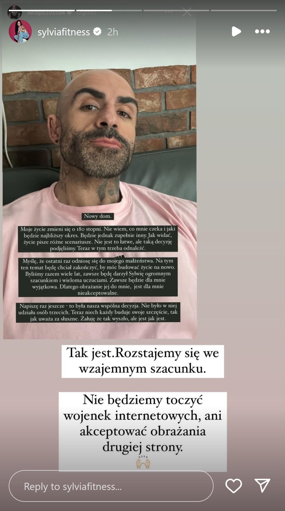 Akop Szostak o rozstaniu z Sylwią Szostak