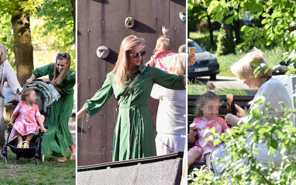 Agnieszka Kaczorowska z mamą i córkami na placu zabaw (ZDJĘCIA)