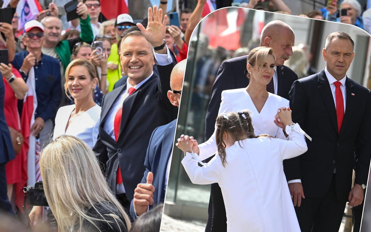 Kasia Nawrocka pojawiła się przed Pałacem Prezydenckim. Andrzej Duda zawstydził ją pocałunkiem…