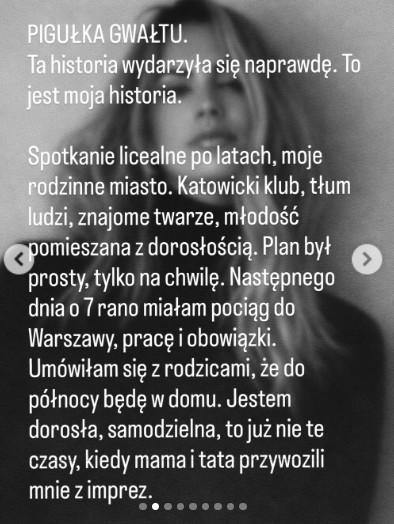 Agnieszka Hyży o pigułce gwałtu, fot. Instagram