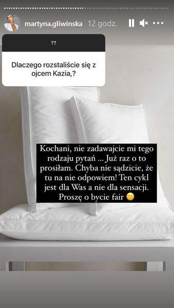 Martyna Gliwińska odpowiada na pytanie o Bieniuka