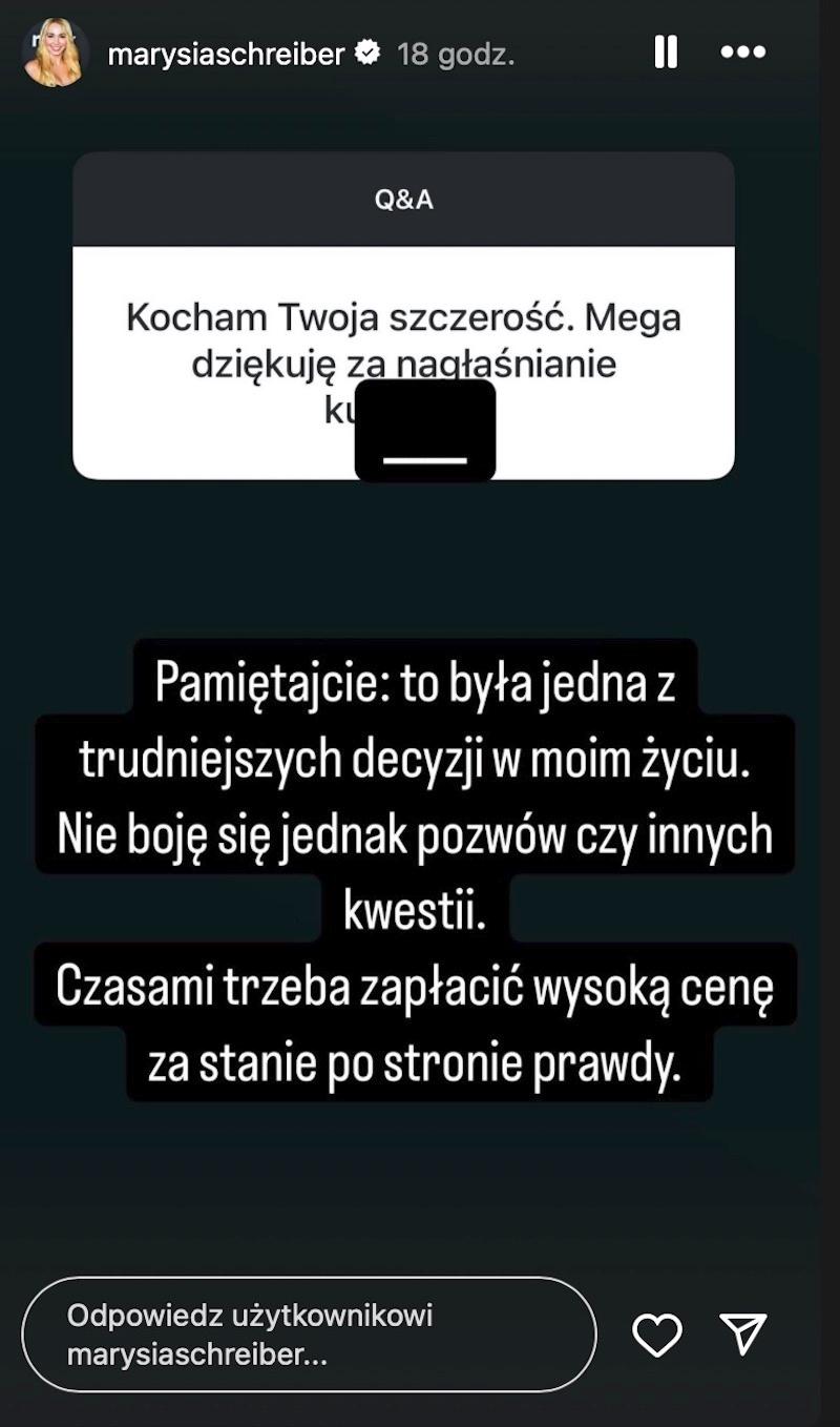 Marianna Schreiber odpowiada na zarzuty: „Nie boję się pozwów”