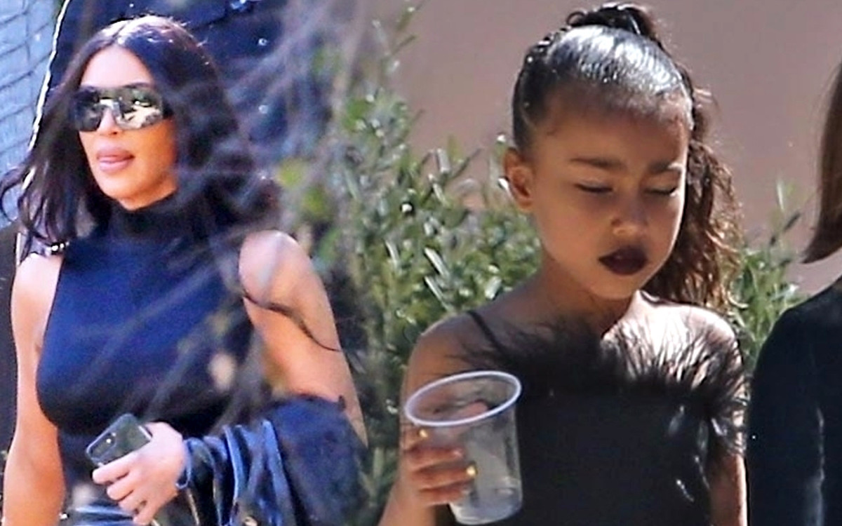 Tak Kim Kardashian wystroiła 5-letnią North – czarna sukienka z futrem i MOCNY makijaż (ZDJĘCIA)
