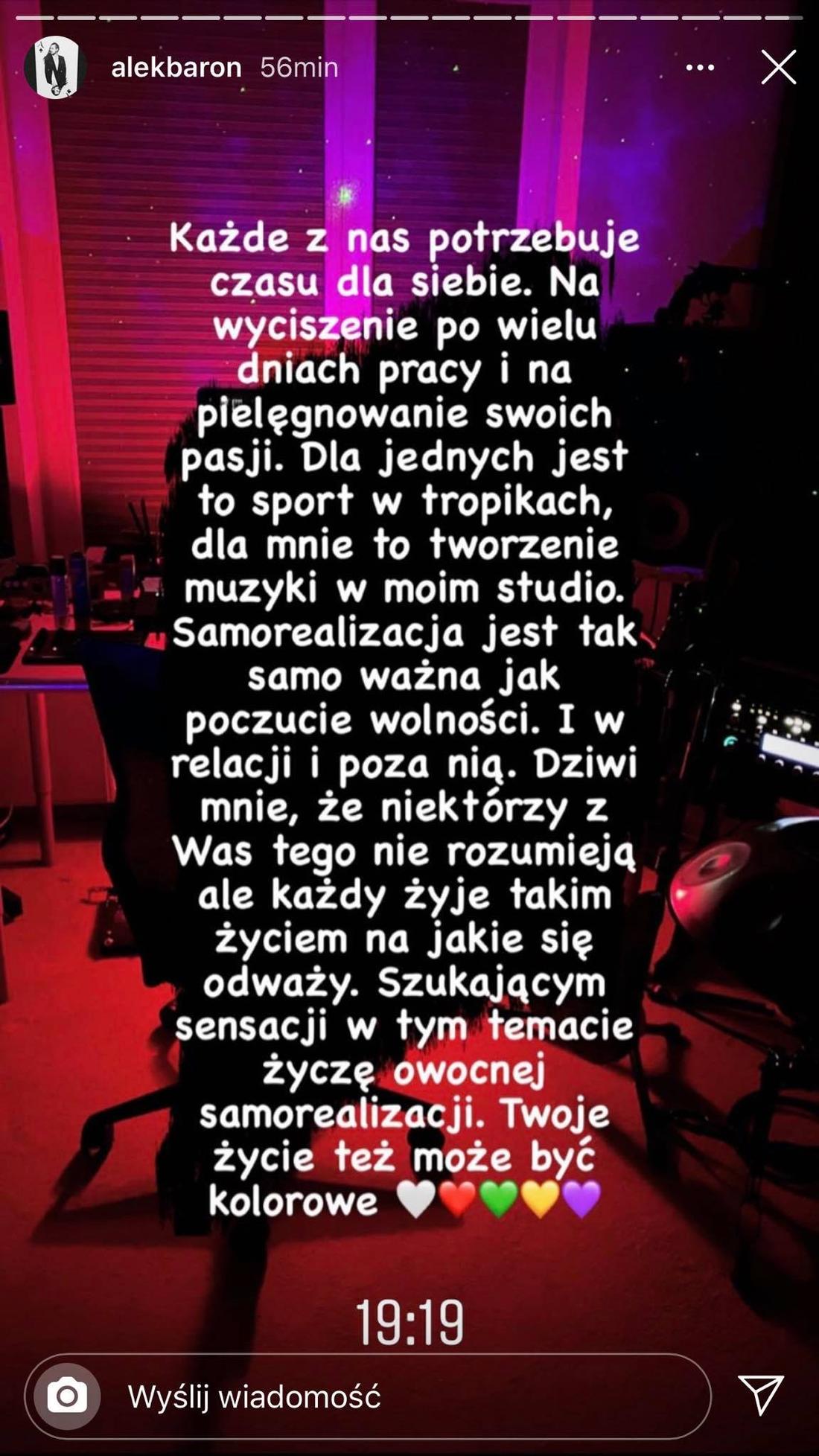 Komentarz Barona, fot. Instagram