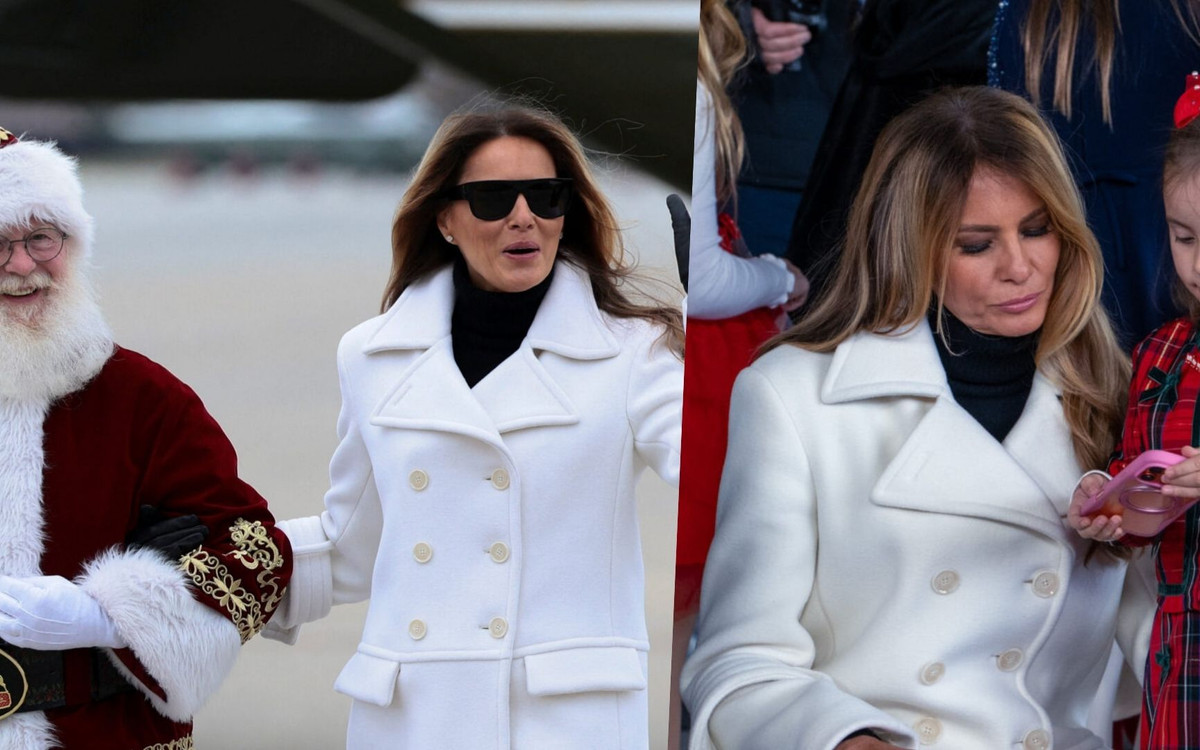 Melania Trump niczym śnieżynka rozdaje prezenty u boku Mikołaja. Wyglądała jak z okładki magazynu