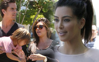 Kim i Kourtney z partnerami na spacerze (FOTO)
