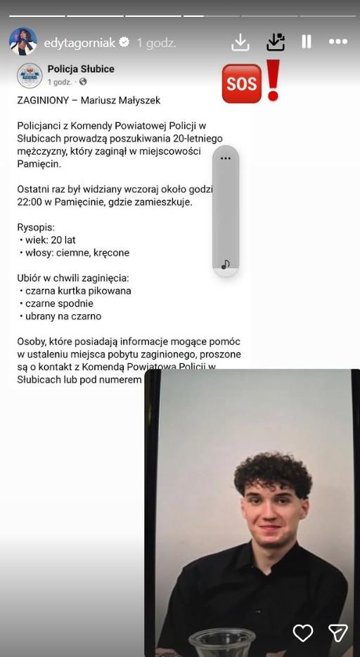 Edyta Górniak powiadomiła o zaginięciu młodego chłopaka, fot. Instagram