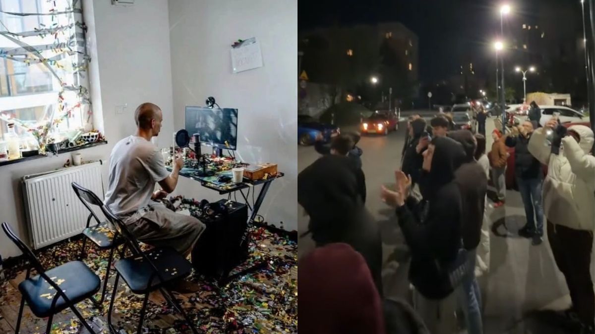 Tłumy pod blokiem Łatwoganga, fot. Facebook/TikTok.com