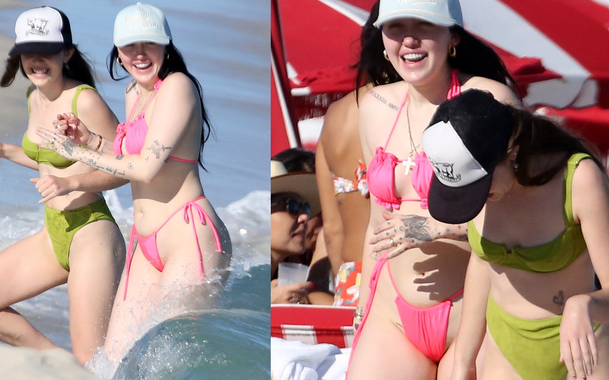 Siostry Miley Cyrus na plaży w Miami