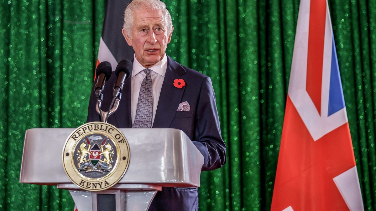 Britain's King Charles III delivers his speech during the State Banquet hosted by Kenyan President William Ruto at the State House in Nairobi on October 31, 2023,Image: 818446053, License: Rights-managed, Restrictions: , Model Release: no, Credit line: POOL / Reuters / Forum
