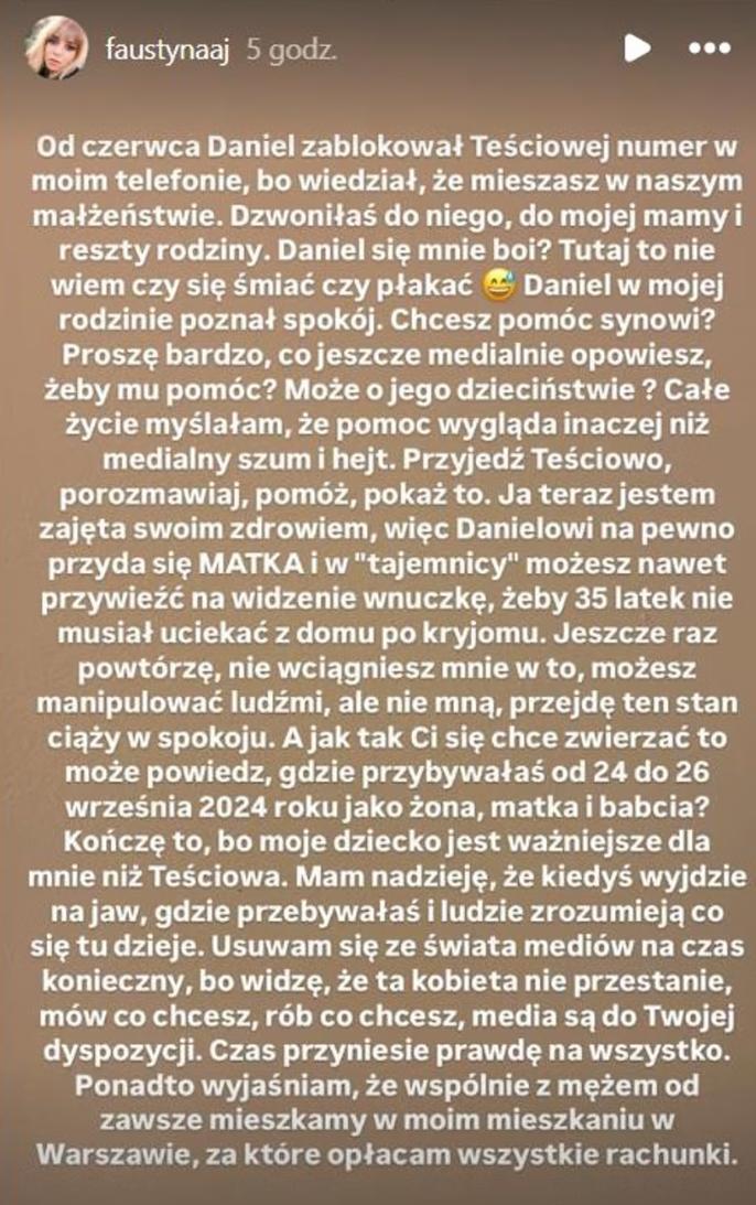 Faustyna uderza w Danutę Martyniuk