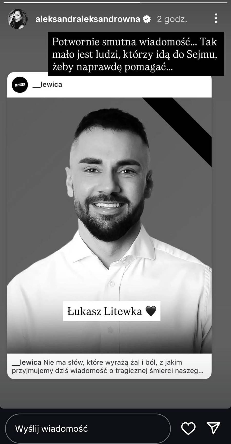 Gwiazdy żegnają Łukasza Litewkę, fot. Instagram