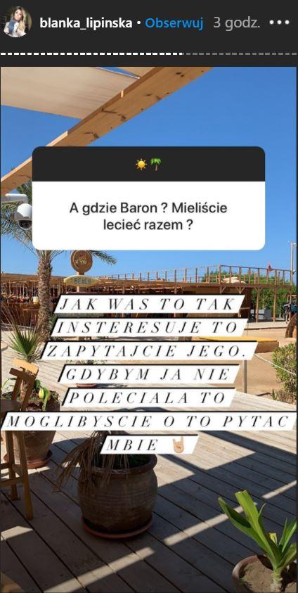 Blanka Lipińska o samotnych wakacjach, fot. Instagram