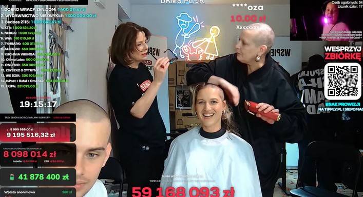 Ola Domańska ścięła włosy na streamie łatwoganga, fot. YouTube
