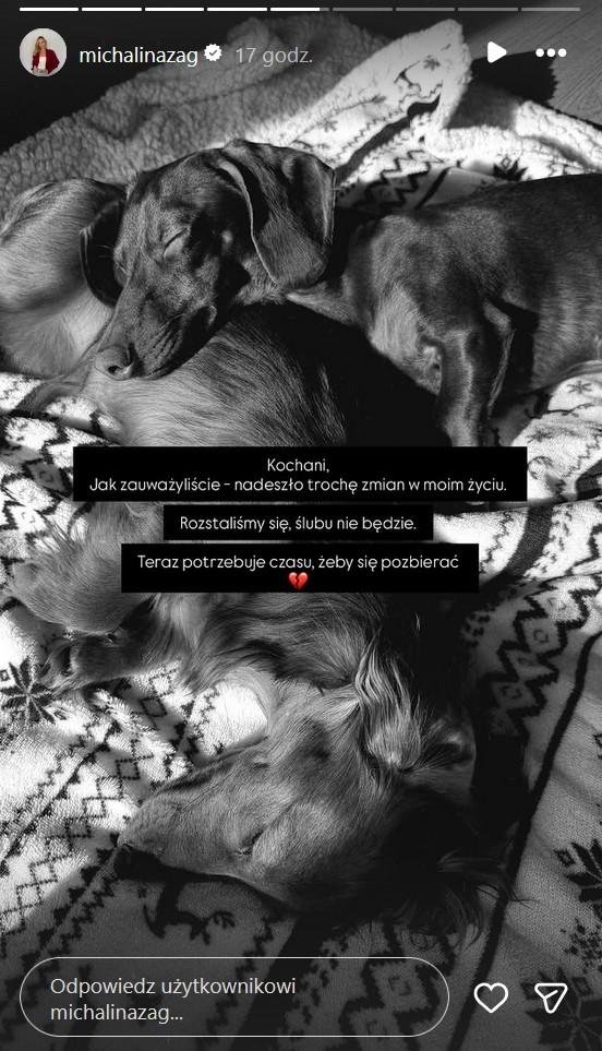 Oświadczenie Michaliny Zagórskiej, fot. Instagram