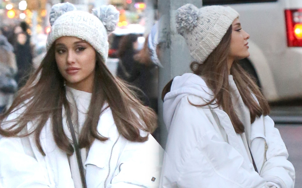 Ariana Grande w modnej kurtce, z torbą Fendi spaceruje po Nowym Jorku