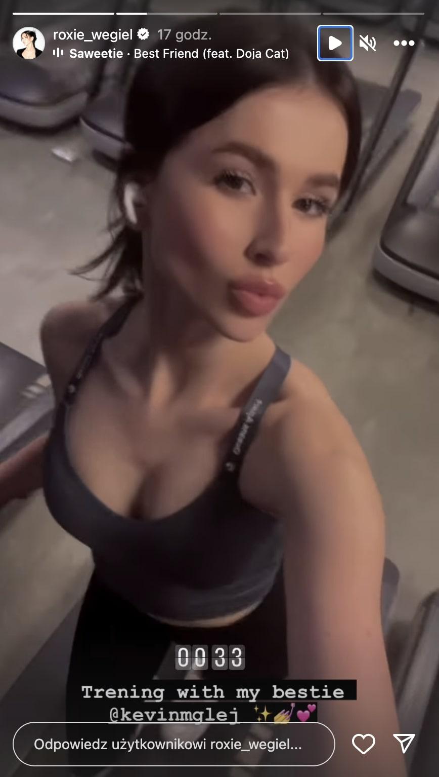 Roksana Węgiel i Kevin Mglej na siłowni; instagram/roxie_wegiel