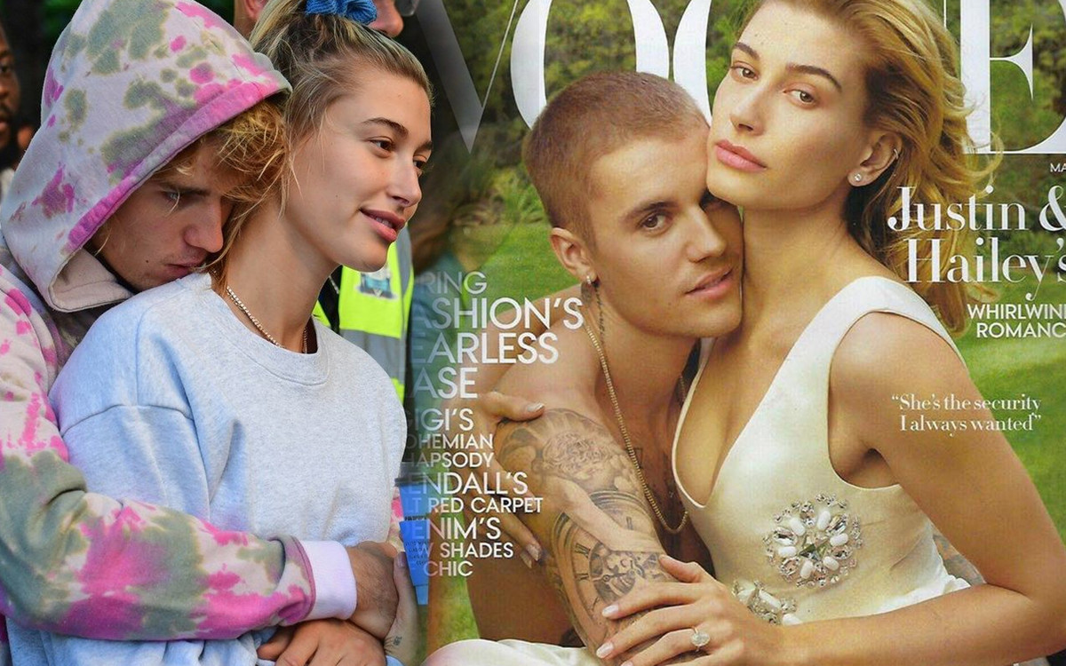 Justin Bieber wygląda jak SYN Hailey Baldwin! Fani oceniają okładkę Vogue z parą