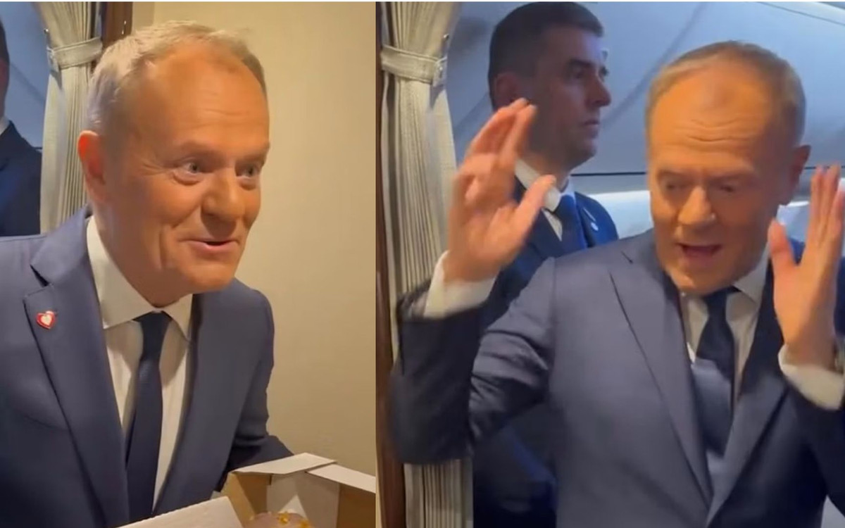 “Czegoś pan zapomniał”. Tak Tusk wparował w czwartek na pokład samolotu. Wideo HITEM