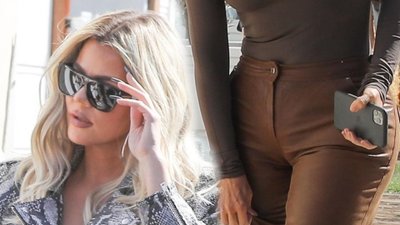 Kardashianki na lunchu. Kim w golfie, a Khloe w MEGA wysokich kozakach