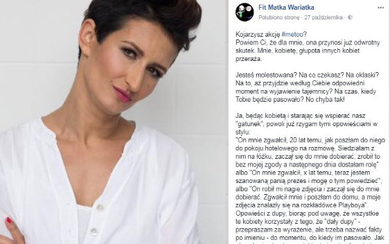Fit Matka Wariatka sceptycznie o akcji #metoo. Jest BURZA (Facebook)
