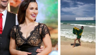 Beata Tadla na kubańskiej plaży w kostiumie kąpielowym