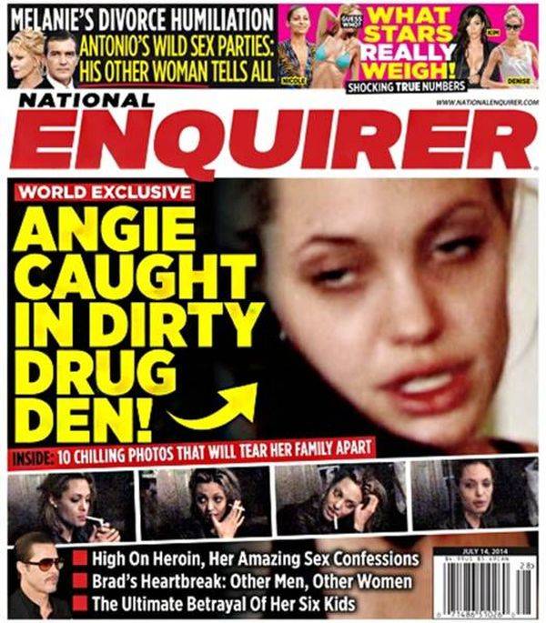 Angelina Jolie umierająca na raka i anoreksję na okładkach National Enquirer