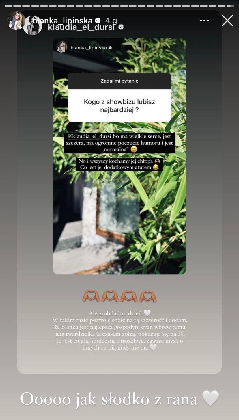 Klaudia El Dursi chwali Blankę Lipińską