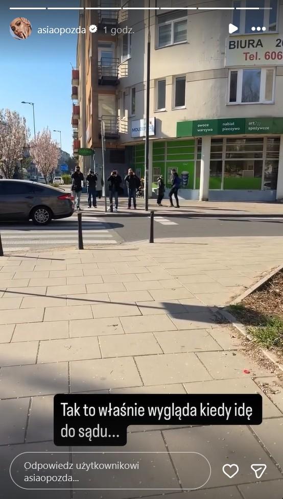Joanna Opozda w drodze do sądu, fot. Instagram