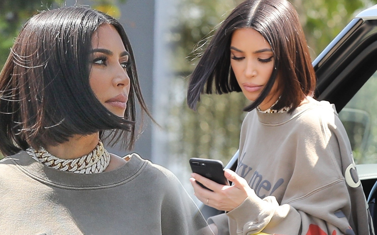 Kim Kardashian w wielkiej, szerokie bluzie. Wygląda świetnie! (ZDJĘCIA)